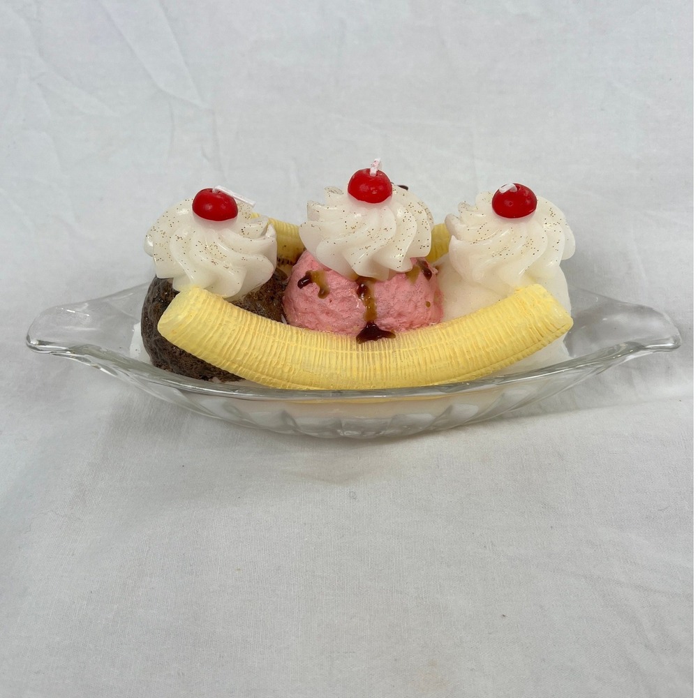 Ice Cream Social Banana Split Candle Novelty Dessert Scented Y2K Kitsch Decor